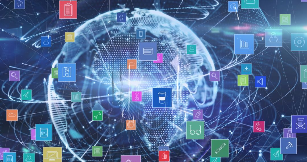 Networking Icons Over Global Digital Connections