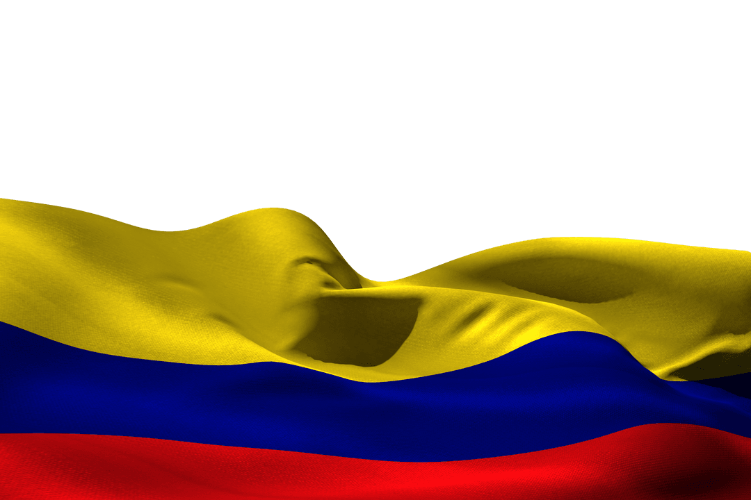 Colombian Flag Waving on Transparent Background