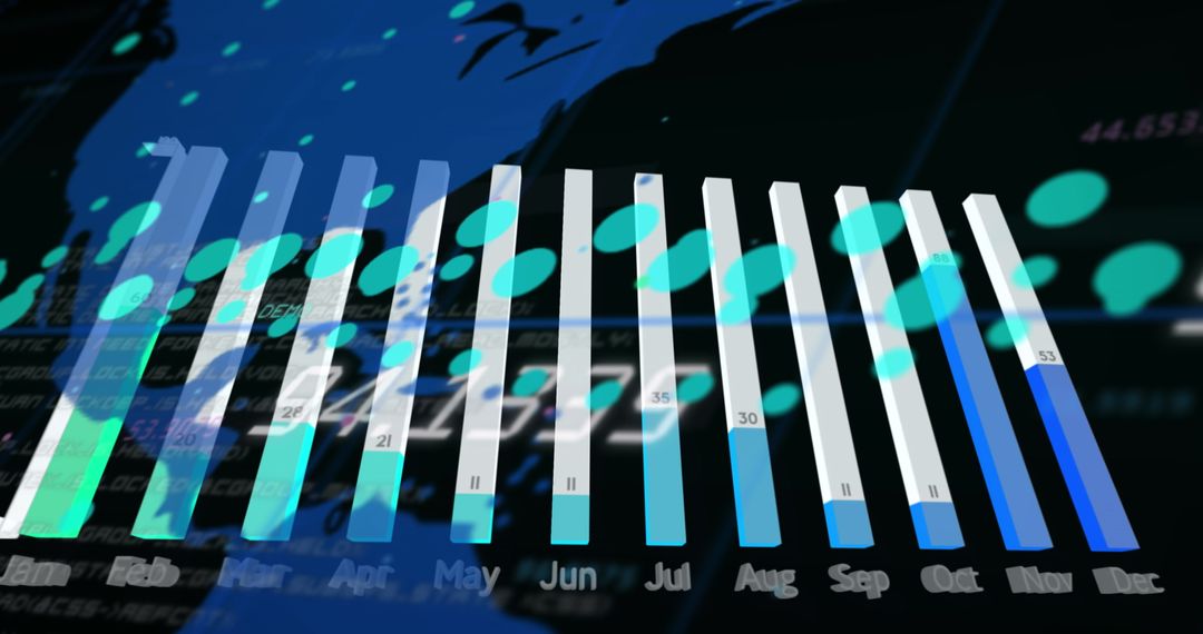 Data Analytics Graphs Overlaid on Global Map for Financial Insights