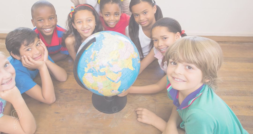Curious Students Exploring Globe Together at School