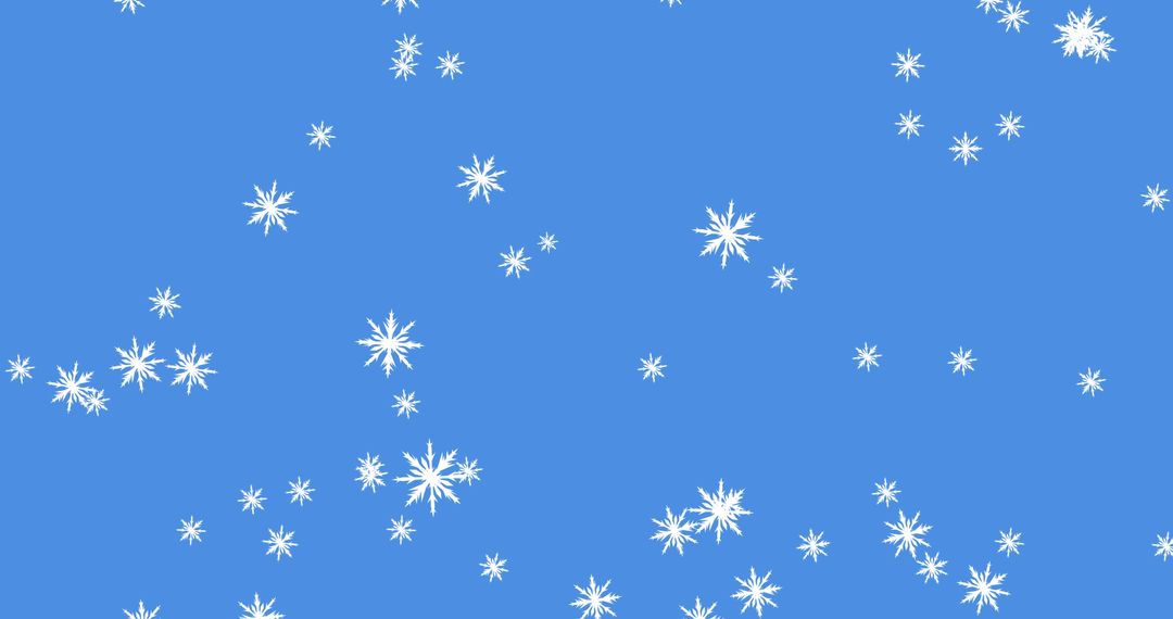 Falling Snowflakes on Blue Background Celebrating Winter