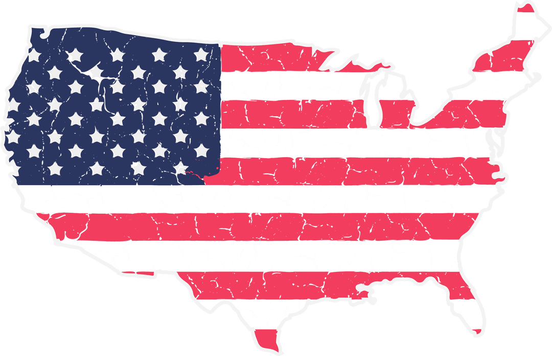 Transparent USA Silhouette with Distressed American Flag Design