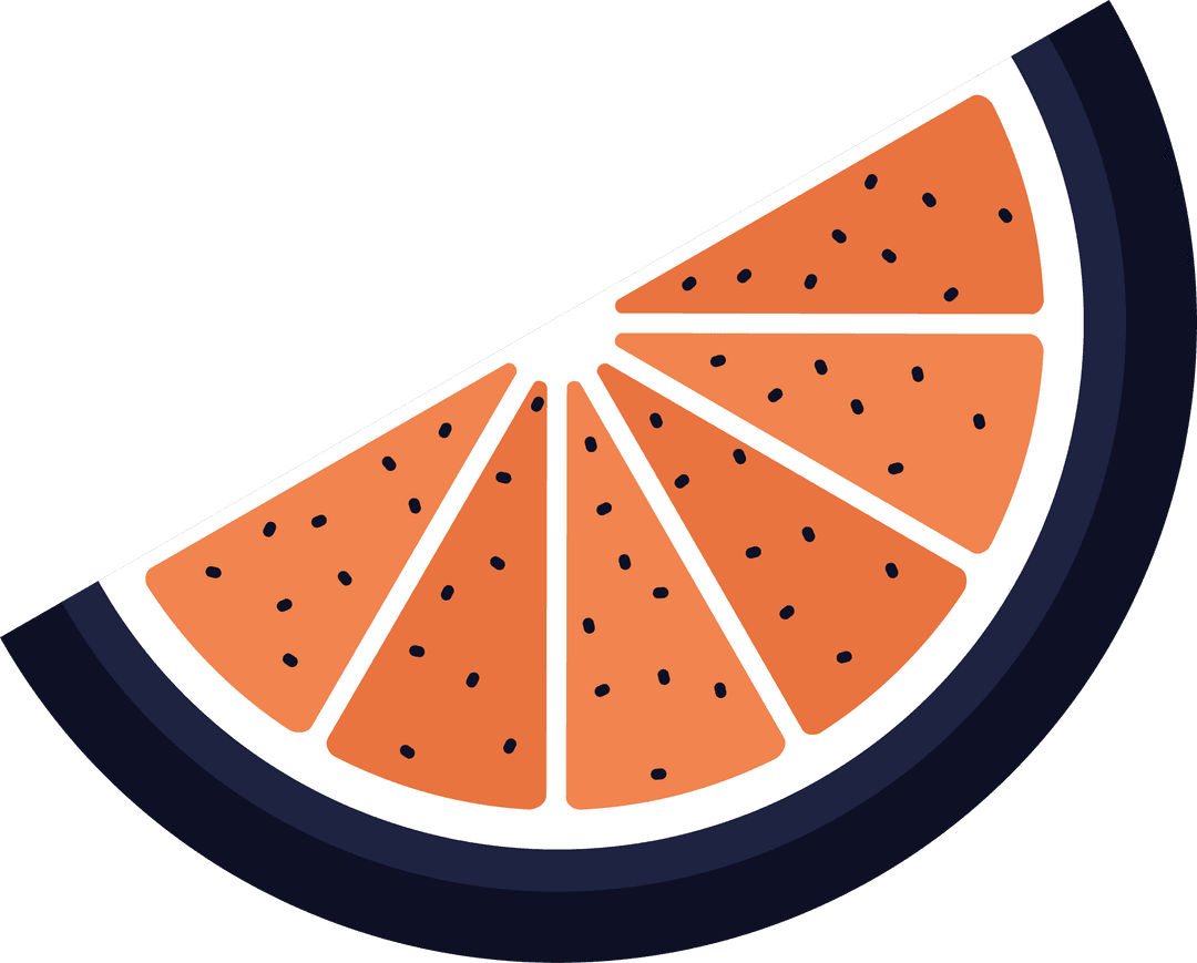 Flat Design Citrus Slice Illustration on Transparent Background