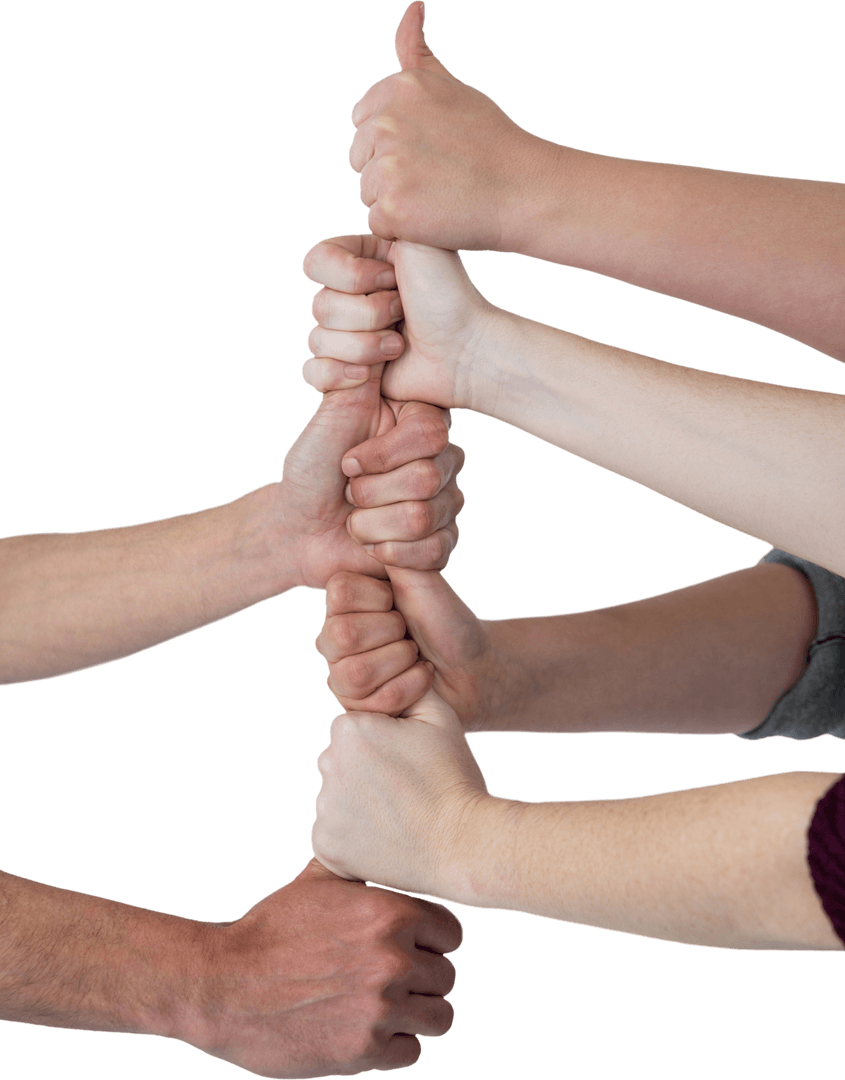 Collaborative Effort Transparent Stacked Thumbs and Fists