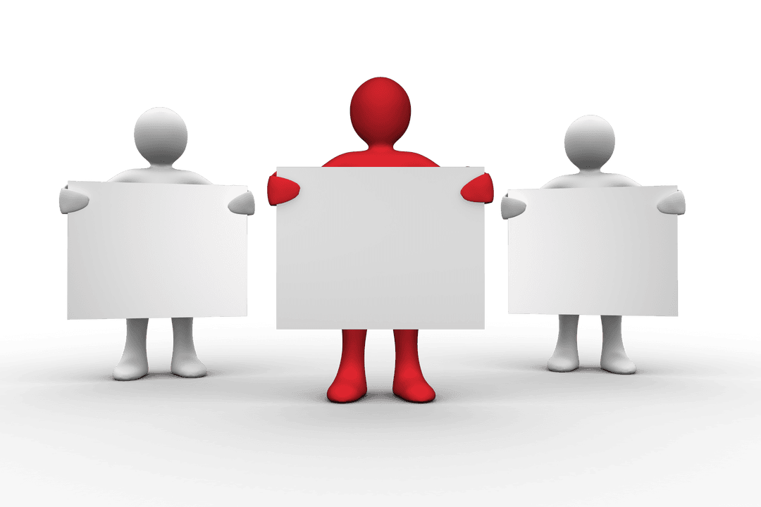 Transparent Human Figures with Blank Patty Delivering Message