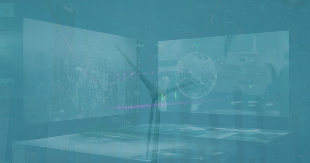 Sustainable Energy Double Exposure with Graphs and Globes