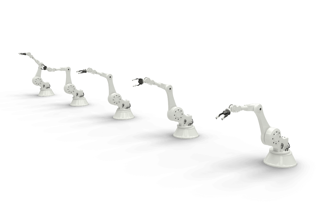 Transparent Use of Futuristic Robot Arms Aligned in Sequence - Download Free Stock Images Pikwizard.com