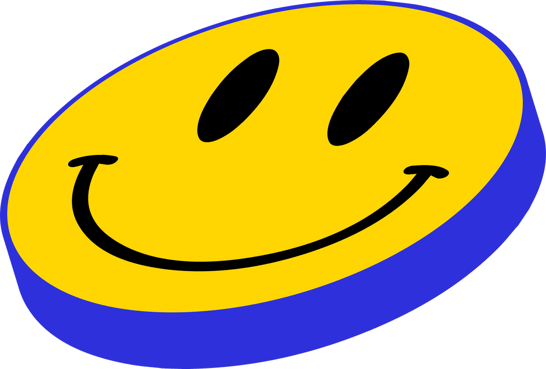 Floating 3D Smiley Face Icon on Transparent Background