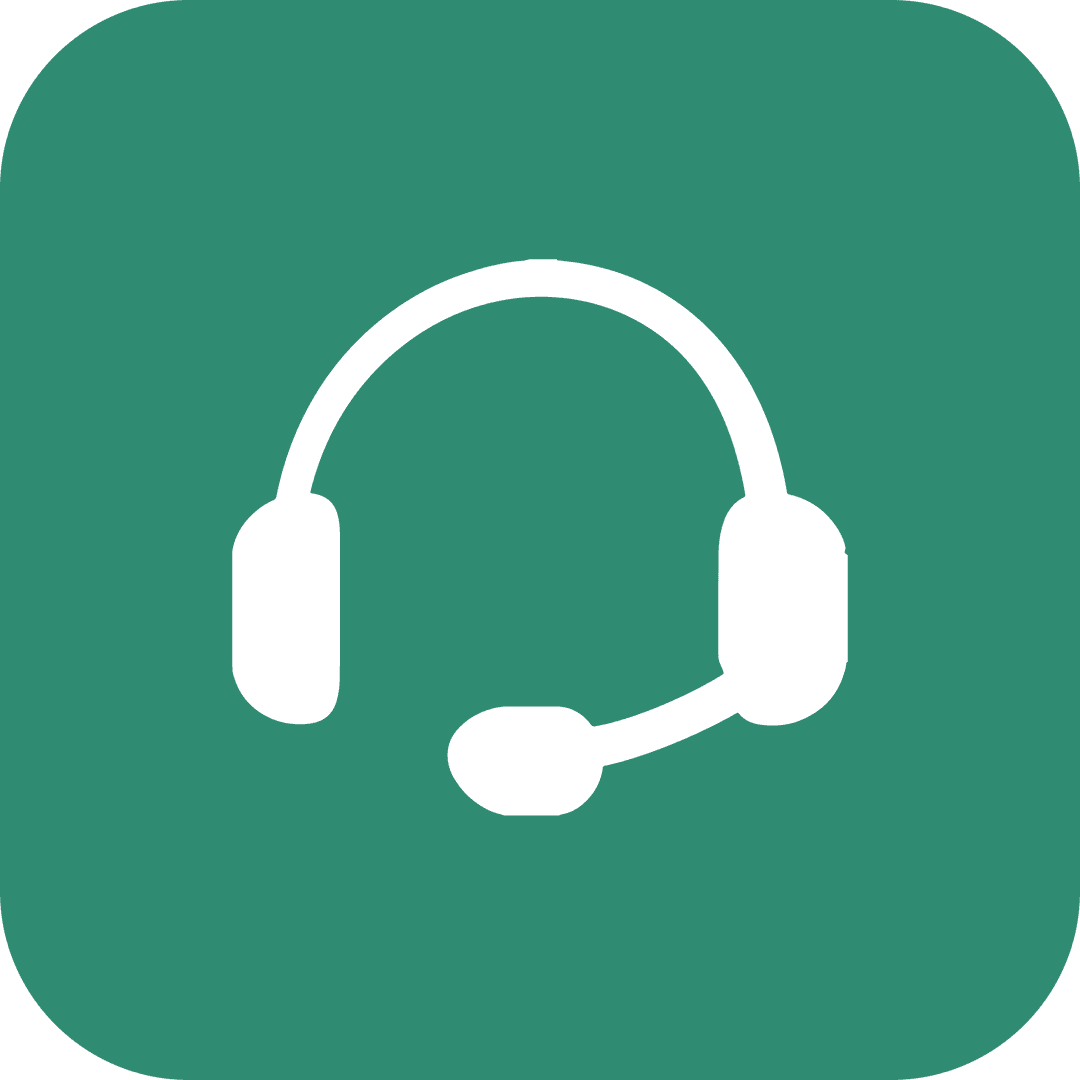 Transparent Headset Icon on Green Background for Customer Service Use