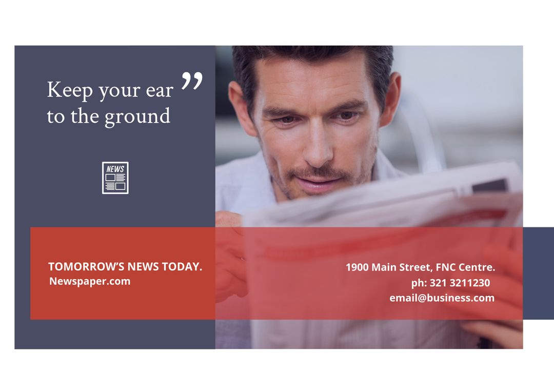 Man Reading Newspaper Conveying Staying Informed and Timely Info