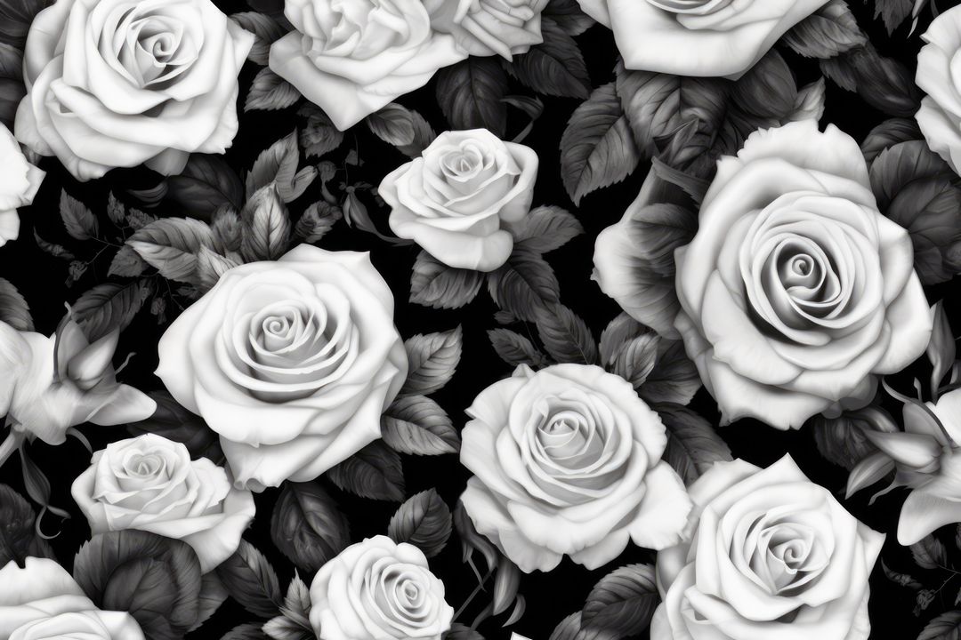Seamless Black and White Rose Pattern for Elegant Designs - Free Images, Stock Photos and Pictures on Pikwizard.com