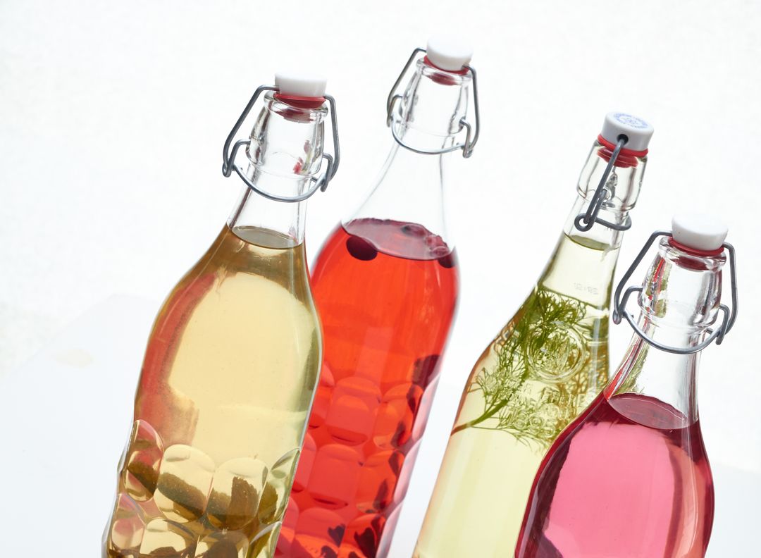 Assorted Infused Water Glass Bottles with Hinged Caps
