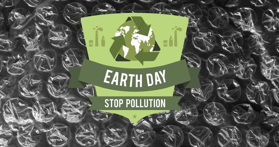 Earth Day Recycling Symbol on Pollution Image