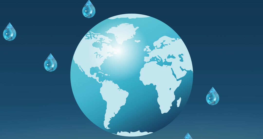 Water Droplets Surrounding Globe for Climate Change Awareness