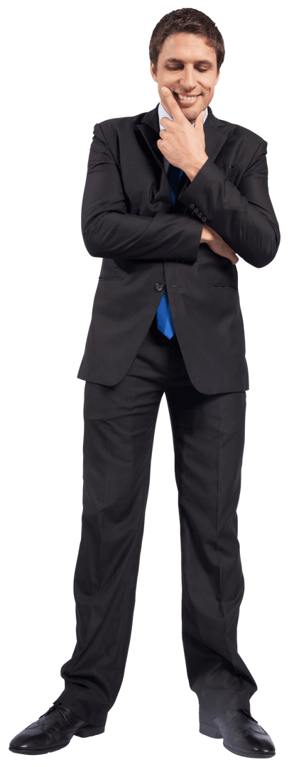 Confident Caucasian Businessman Standing on Transparent Background