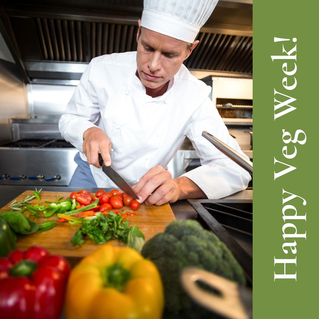 Chef Preparing Fresh Vegetables in Professional Kitchen