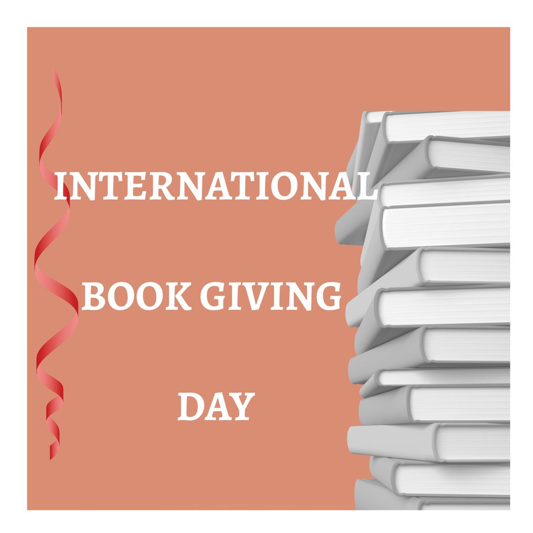 International Book Giving Day Celebration with Stack of Books