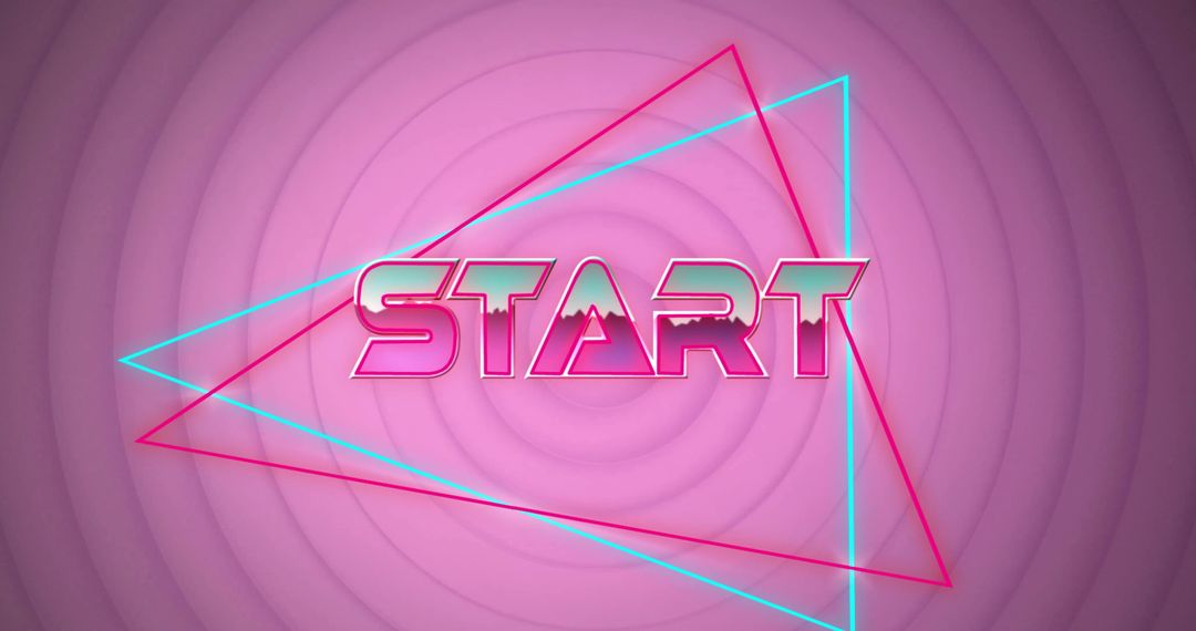 Futuristic Pink Background with Start Text and Neon Triangles