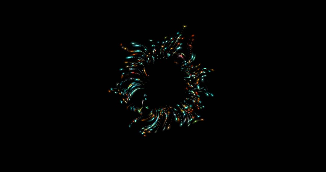 Abstract Digital Energy Swirl on Black Background