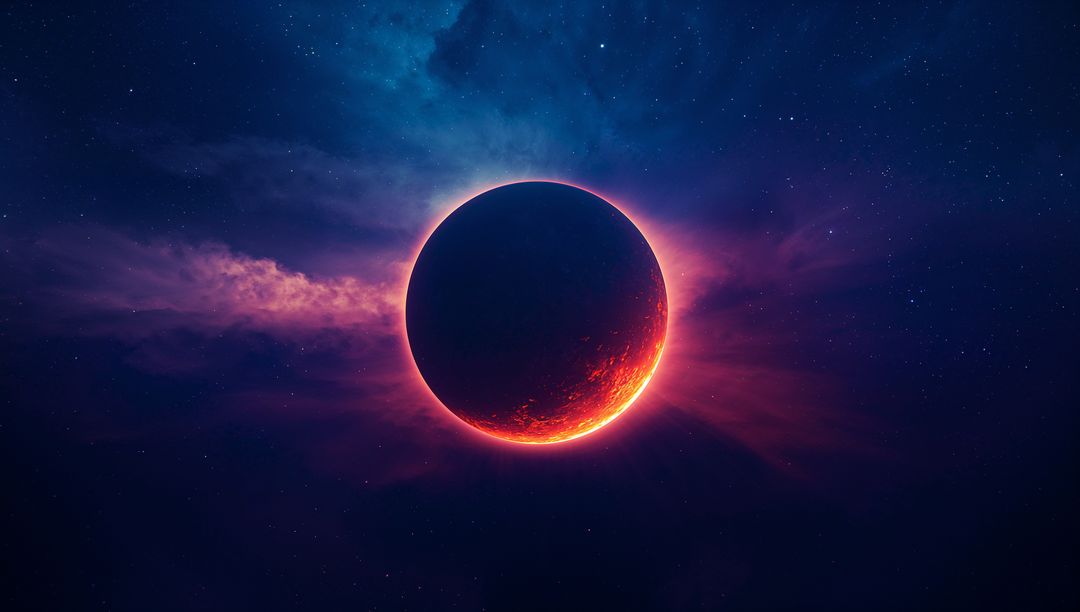 Luminous Celestial Sphere in Deep Space with Molten Border