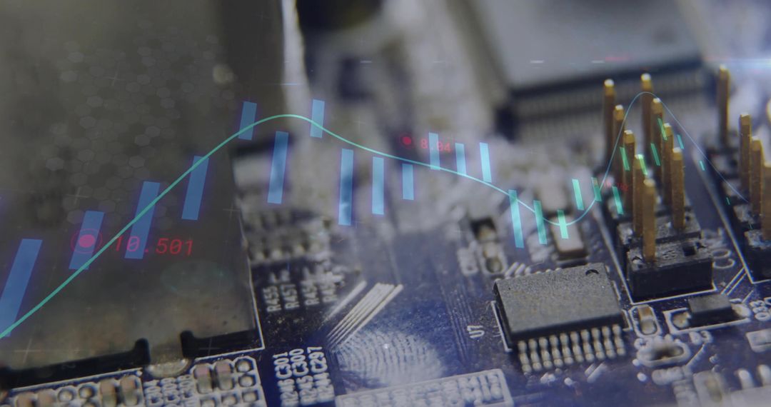 Integrating Circuit Board with Financial Data Visualization Overlay