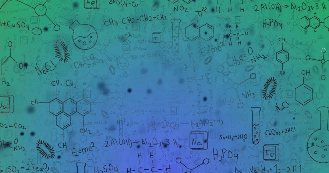 Abstract Chemistry Concept with Formulas and Molecules on Gradient Background