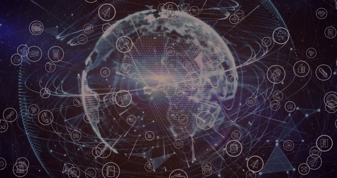 Digital Globe with Social Media Icons and Connections