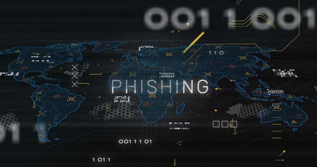 Digital Phishing Cyber Security Concept Over Global Map