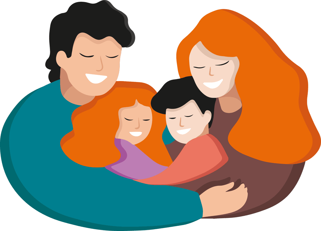 Heartwarming Embrace of a Loving Family Clan Illustration in Transparent Format