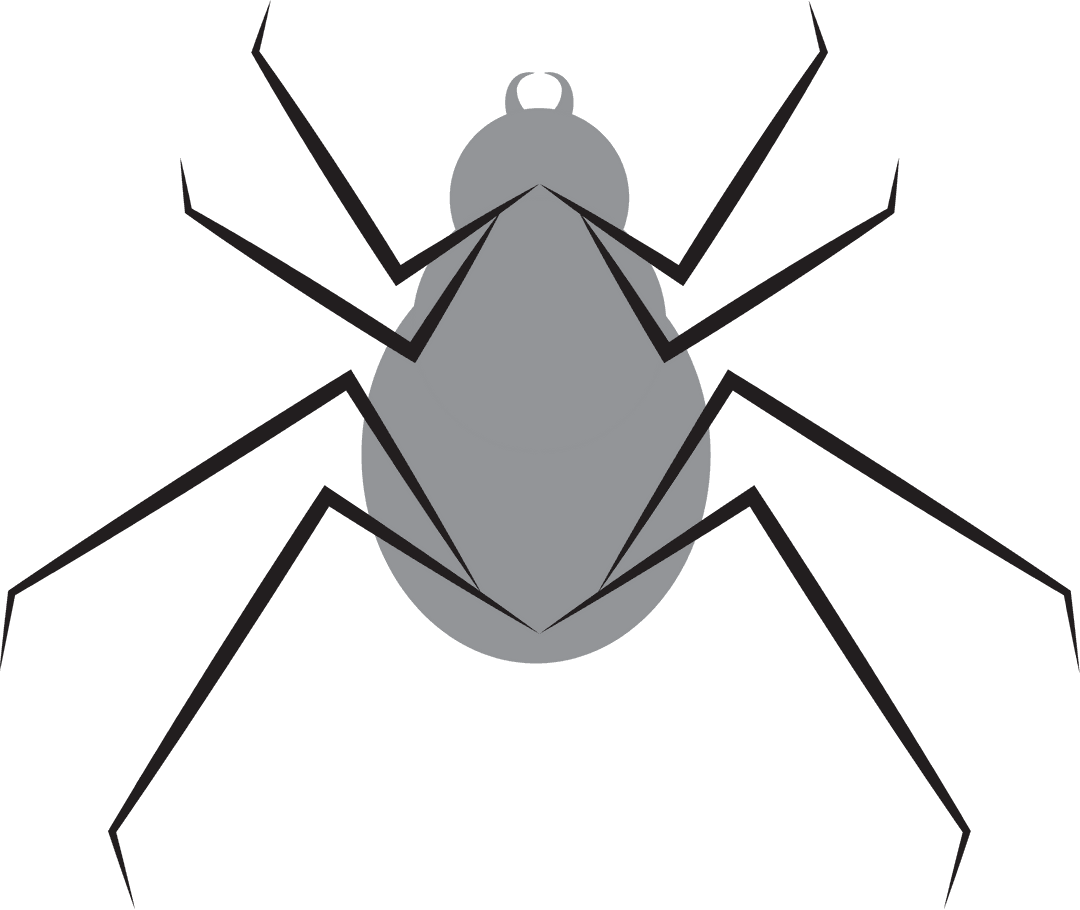 Minimalist Black and Grey Insect Vector on Transparent Background