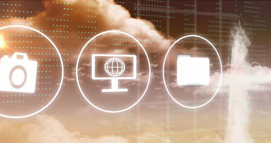 Digital Cloud Computing with Interface Icons