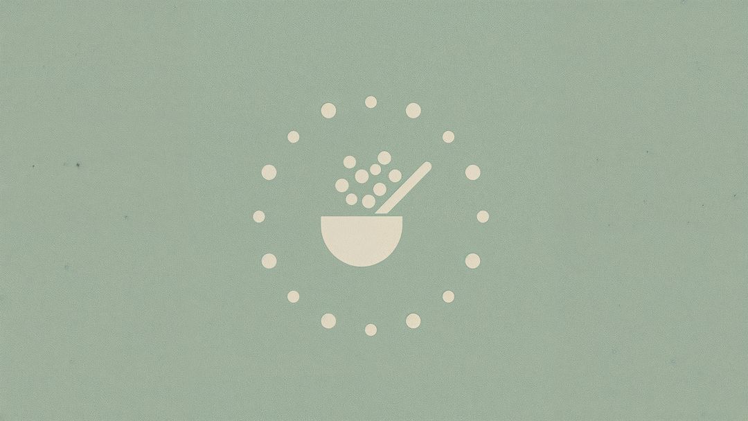 Minimalistic Bowl Icon on Sage Green Background