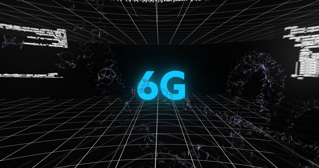 6G Technology Abstract with Data Network Visuals