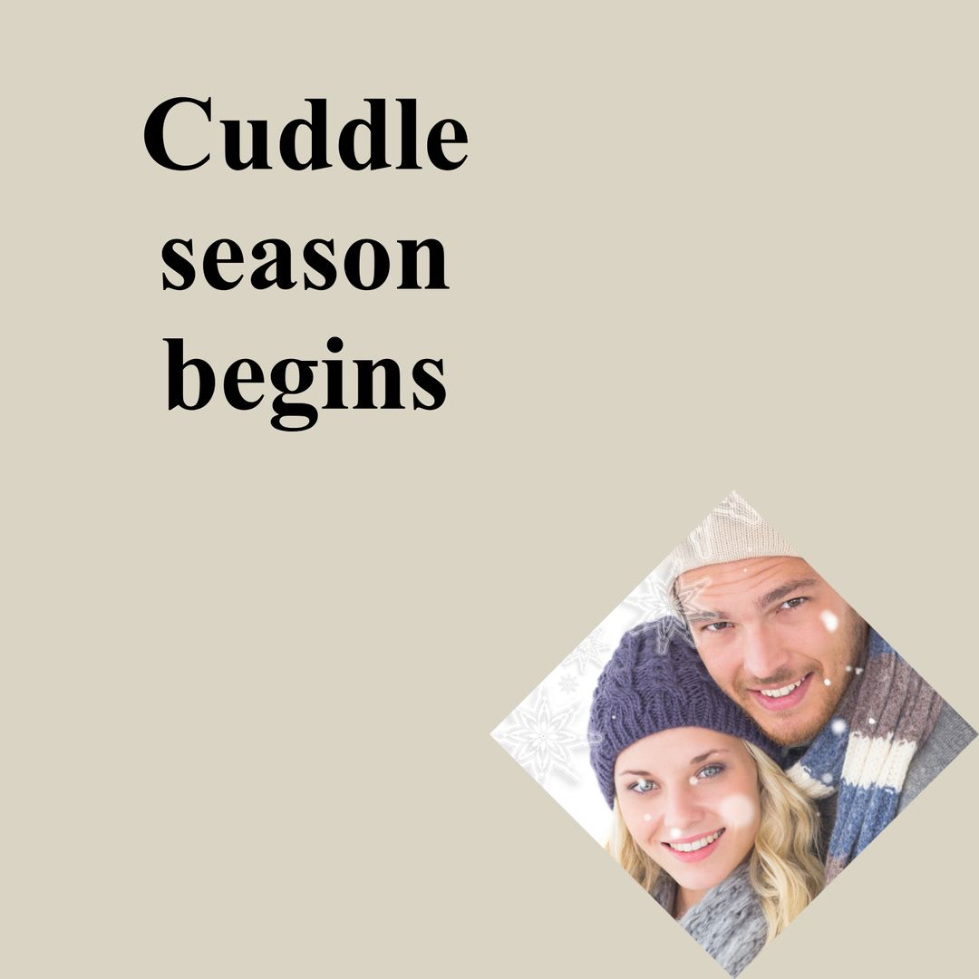 Cuddle Season Begins with Smiling Couple in Winter Hats - Download Free Stock Templates Pikwizard.com