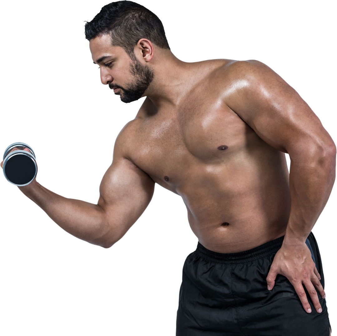 Muscular Man Exercising with Dumbbell Transparent Background - Download Free Stock Images Pikwizard.com