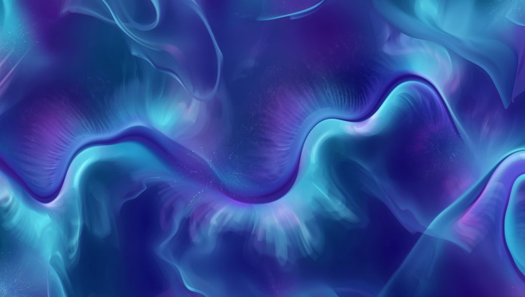 Iridescent Indigo Flowing Nebula with Translucent Fluid Folds and Soft Glowing Halos