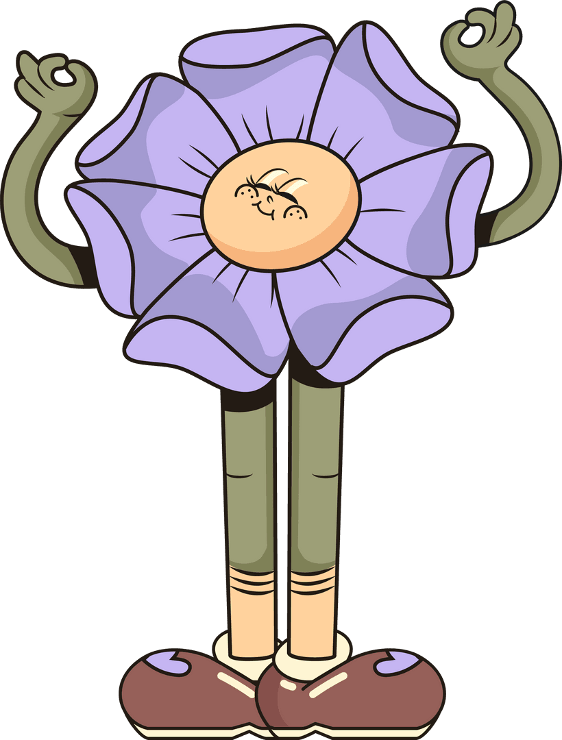 Whimsical Flower Character with OK Gesture Transparent Design