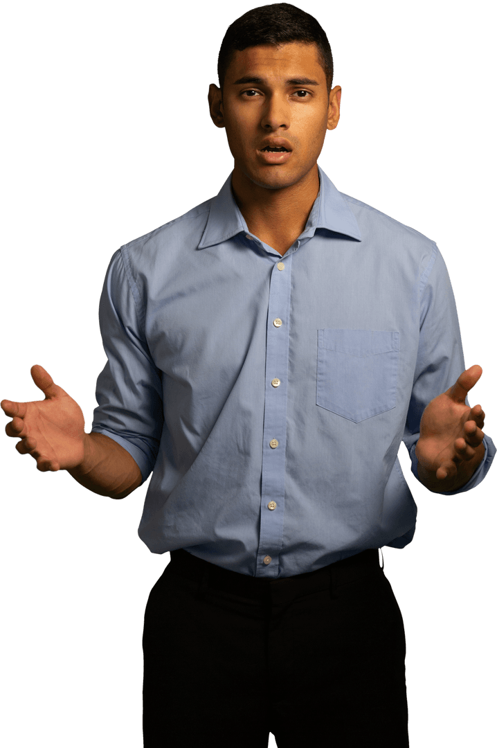 Confident Biracial Businessman Speaking Presentation Transparent Background