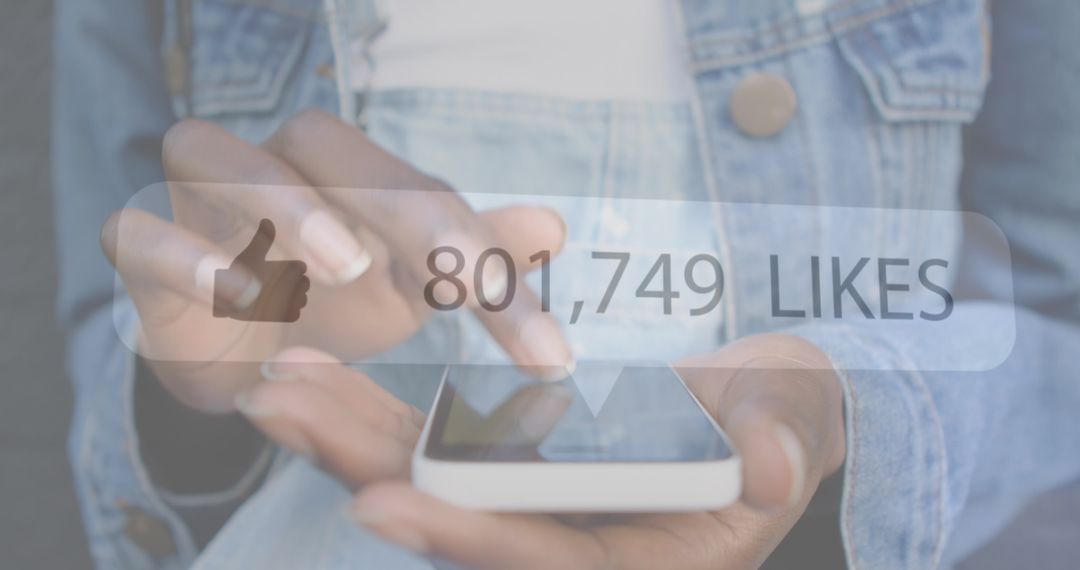 Person Engaging with Smartphone and Social Media Likes