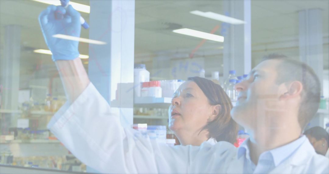 Researchers Collaborating on Laboratory Experiment with Displays