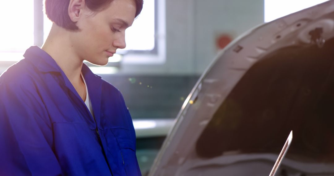 Female Auto Mechanic Working on Car Engine - Free Images, Stock Photos and Pictures on Pikwizard.com