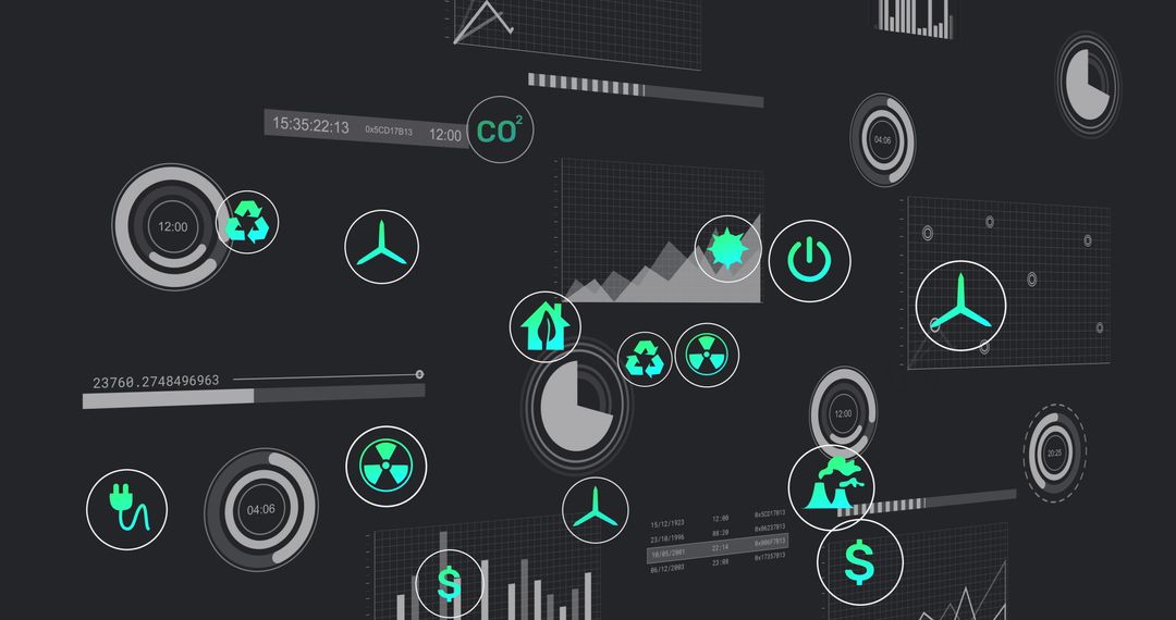 Futuristic Interface with Sustainability Analytics Icons