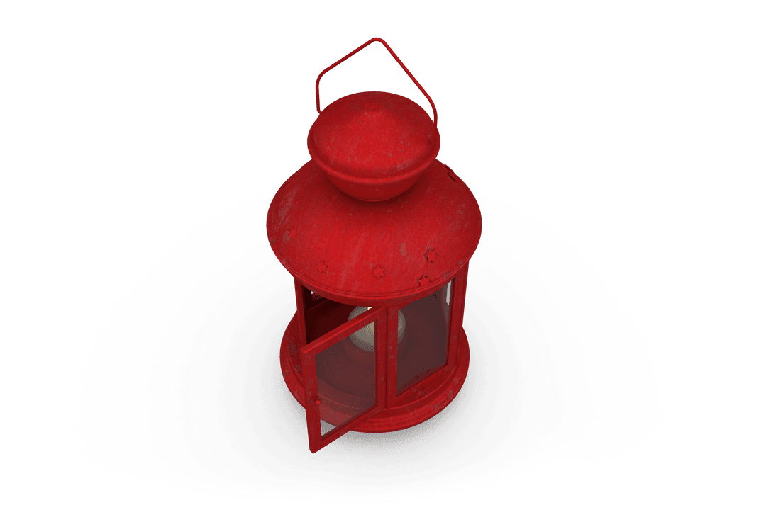 Red Candle Lantern on Transparent Background for Celebration and Home Decor