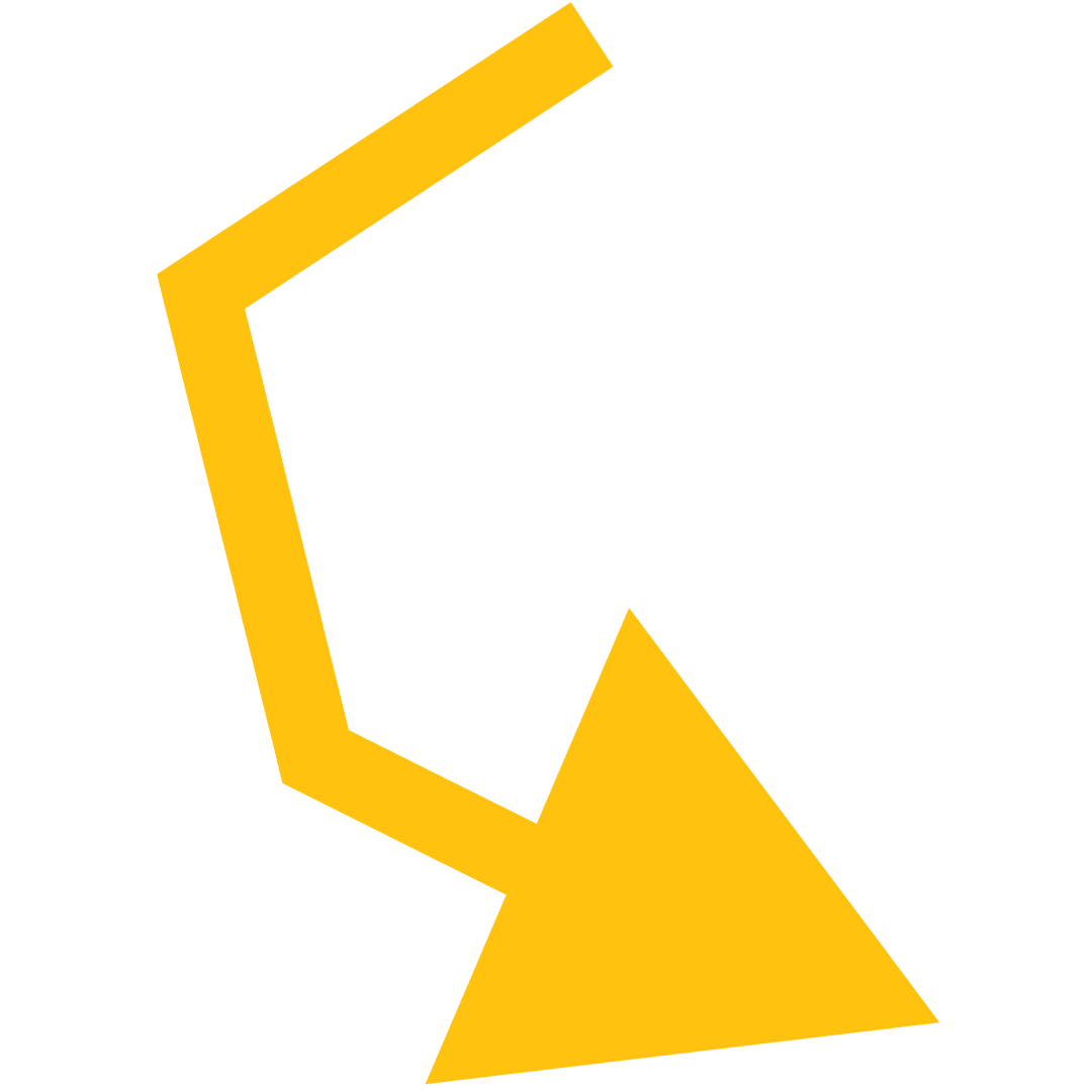 Yellow Arrow on Transparent Background Indicating Directions