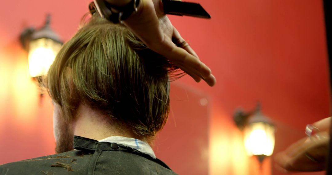 Hairdresser Cutting Man's Hair in Stylish Salon - Free Images, Stock Photos and Pictures on Pikwizard.com