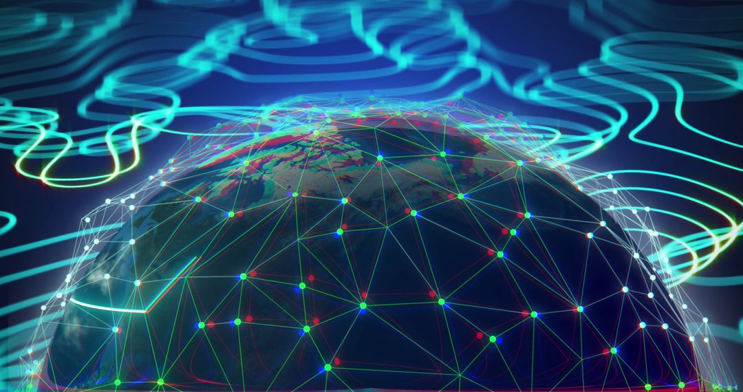 Digital Network Connections Surrounding the Globe