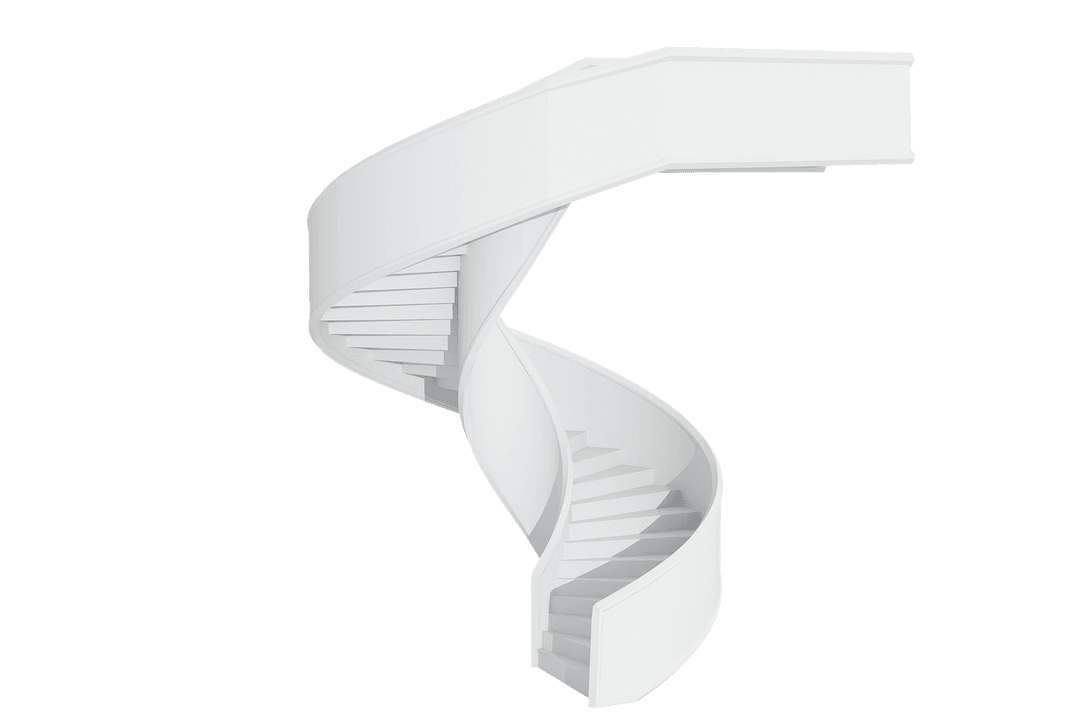 White Spiral Staircase Design on Transparent Background