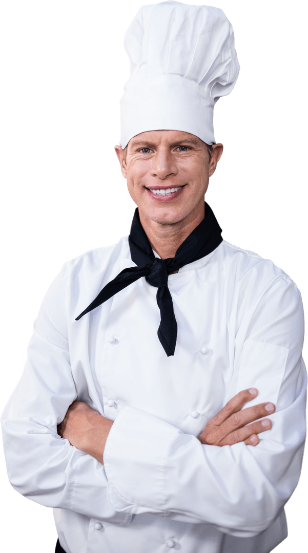Happy Male Chef Standing Confidently - Transparent Background