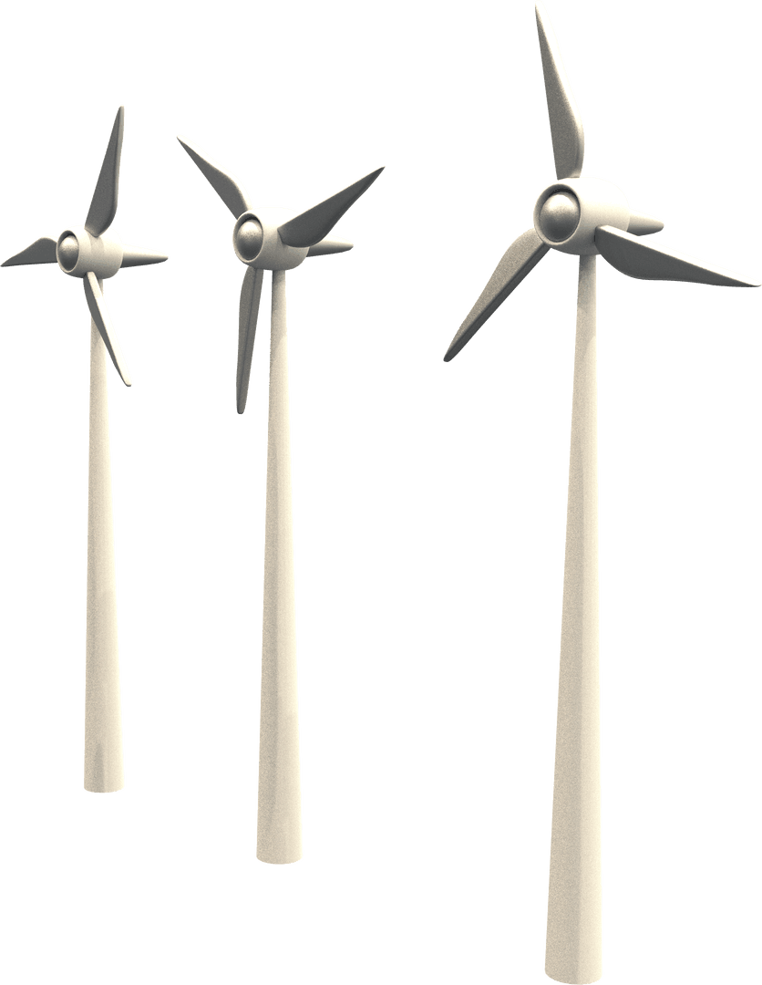 Wind Turbines On Transparent Background Illustrate Sustainability Concept