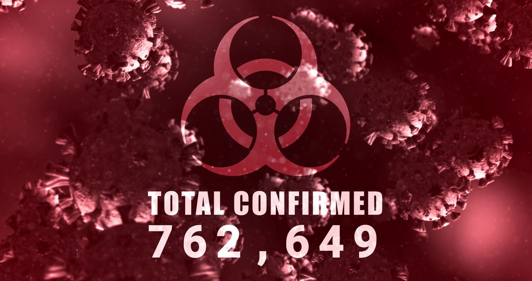 Biohazard Symbol Against Covid-19 Virus Background with Rising Numbers
